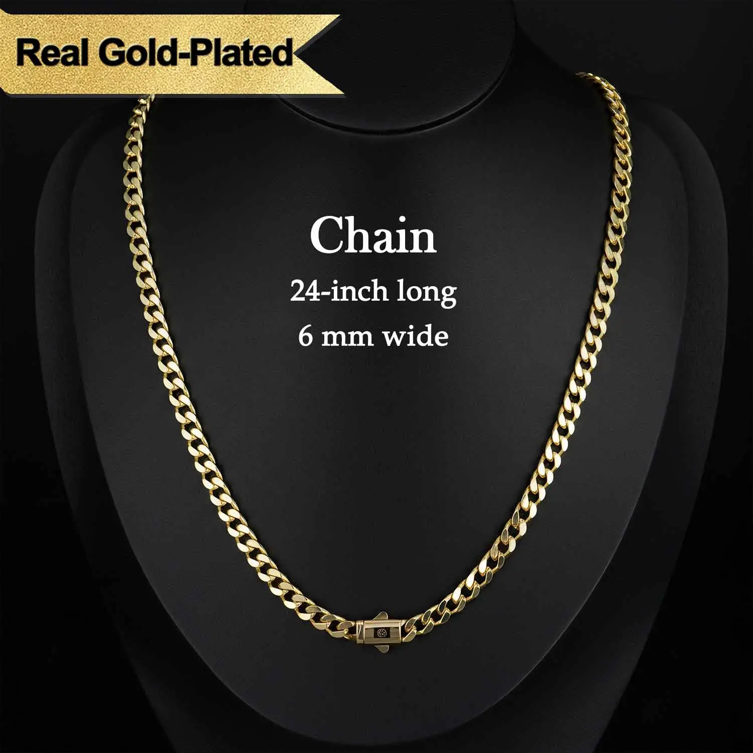 14K Real Gold-Plated Royal Monaco Cuban Necklace, Italian Jewelry for Men & Women, Gift for Fashion Lovers