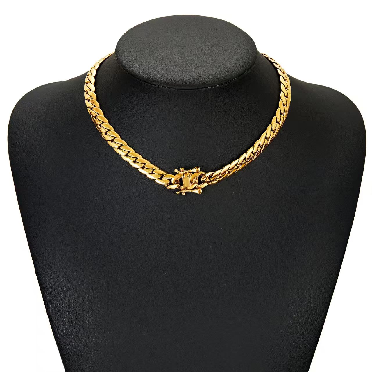 Men’s Gold Cuban Link Chain Necklace – Luxury Miami Curb Chain with Secure Clasp Hip Hop Jewelry