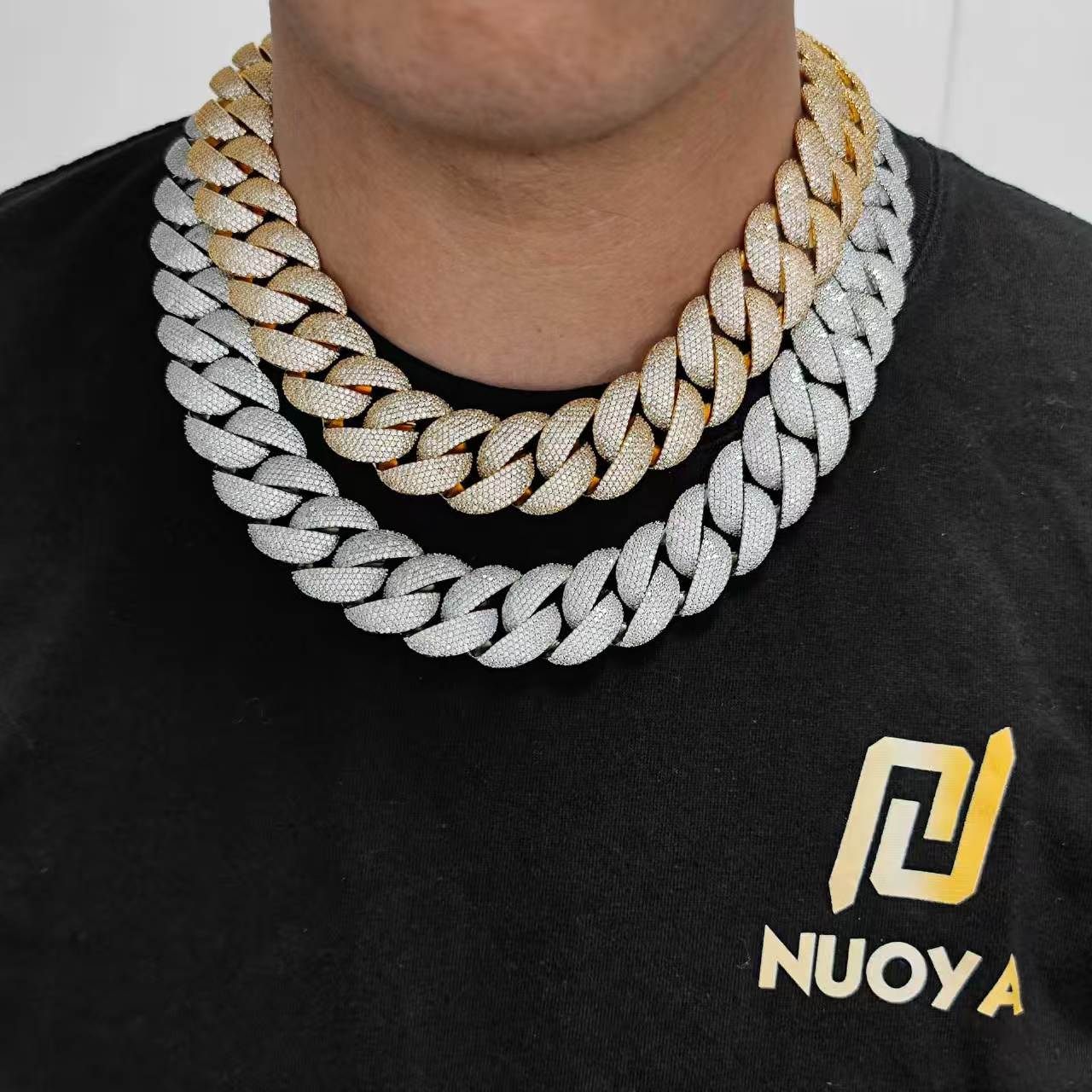 V-Buckle Iced Out Cuban Link Chain Necklace for Men – Hip Hop Miami Cuban Chain