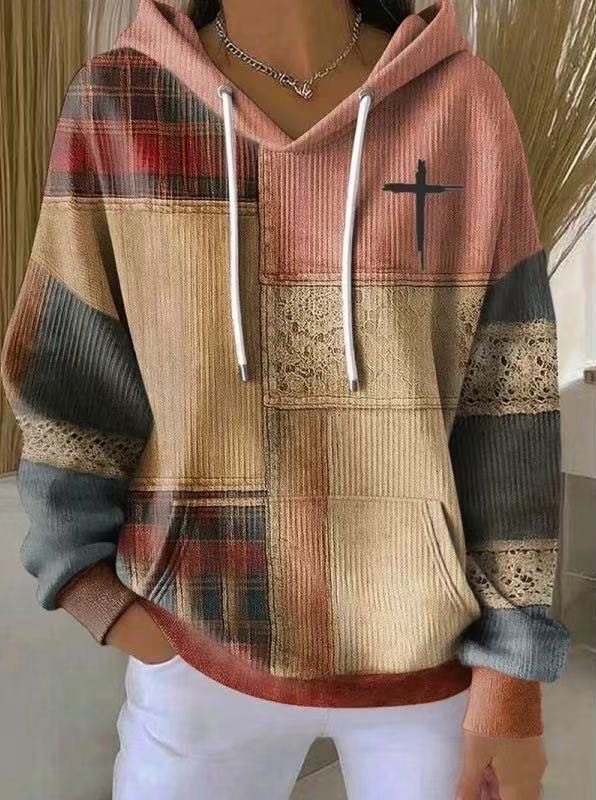 Women's Floral Graphic Hoodie – Cozy Pullover Sweatshirt with Vintage Print for Everyday Wear