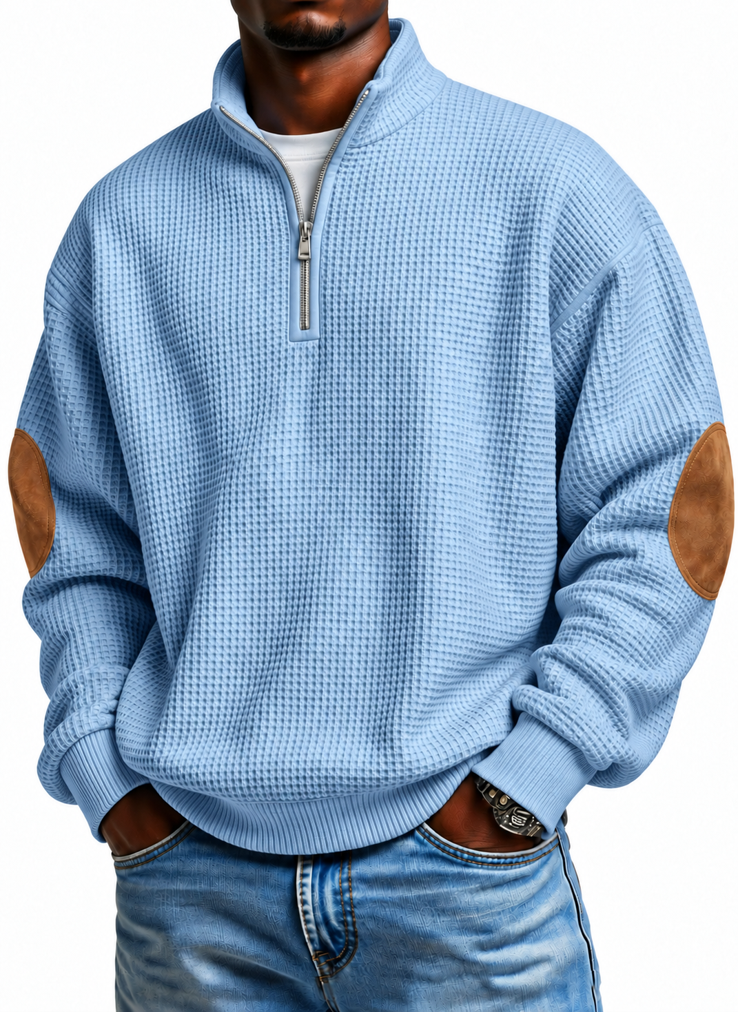 Light Blue original elbow-patch quarter-zip color image