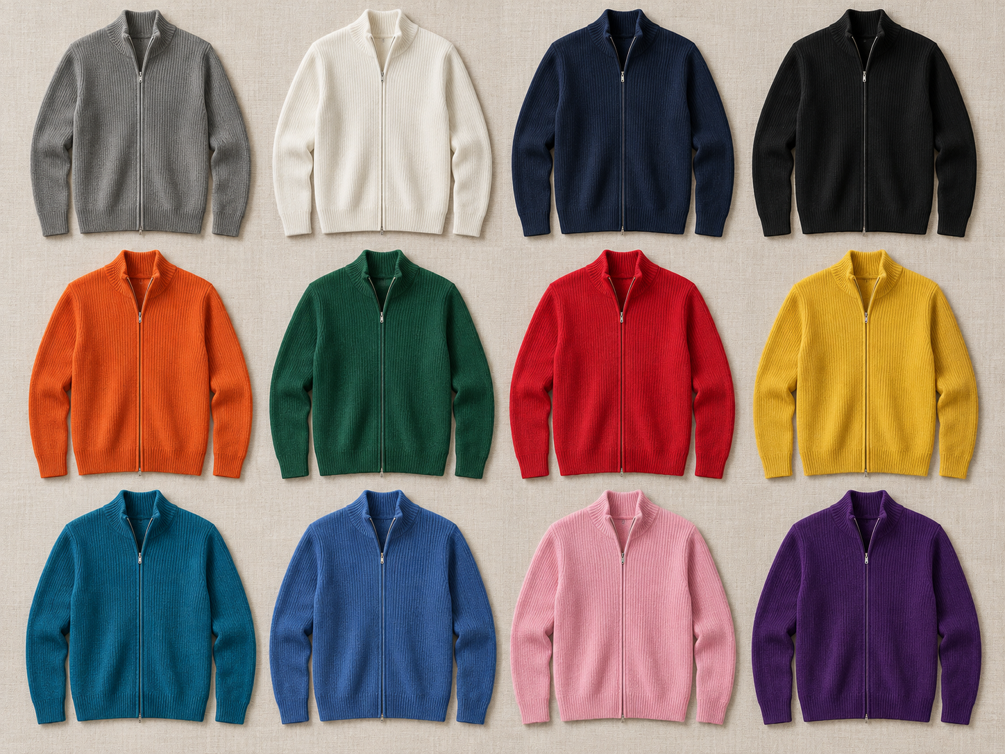 Available colors laid flat at a consistent angle