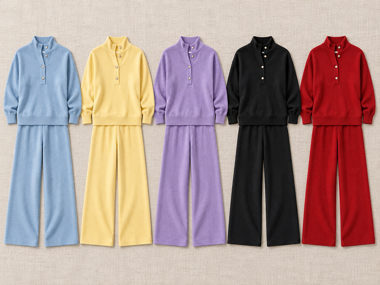 Available colors laid flat at a consistent angle