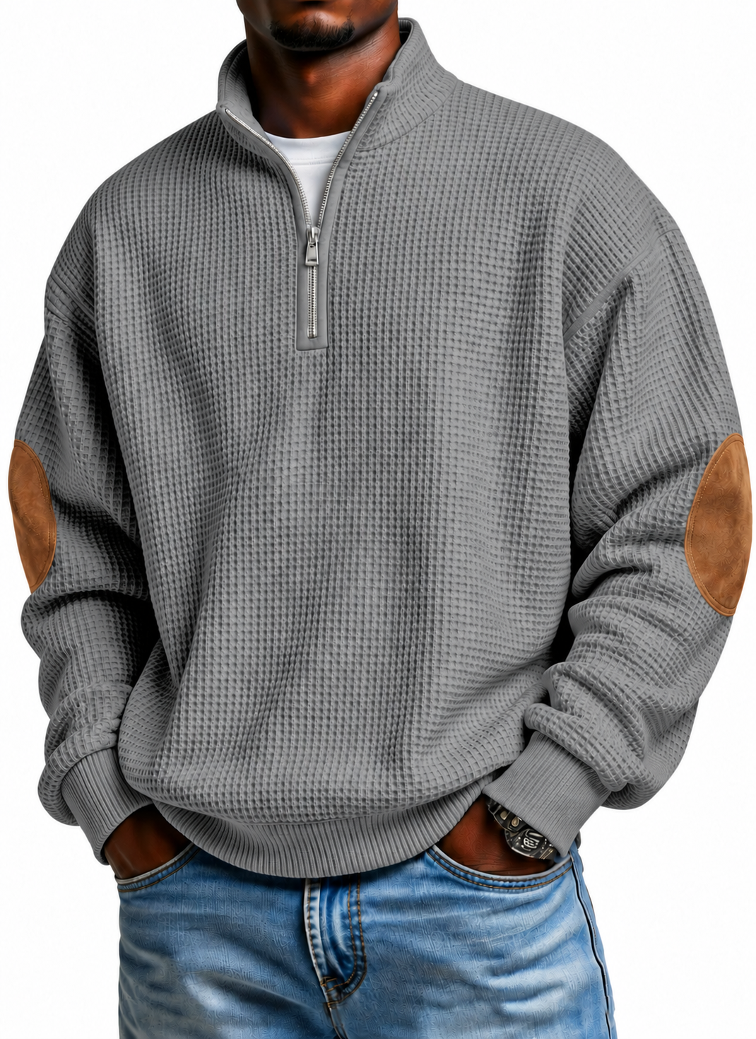 Dark Gray original elbow-patch quarter-zip color image