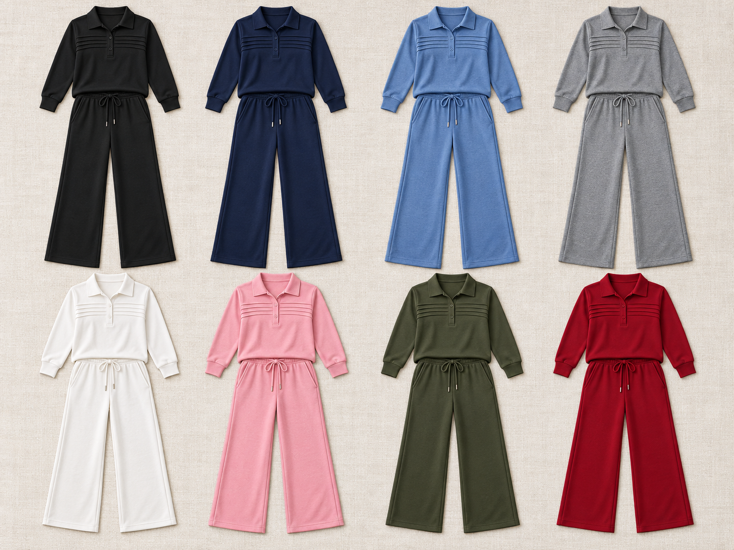 Available colors laid flat at a consistent angle