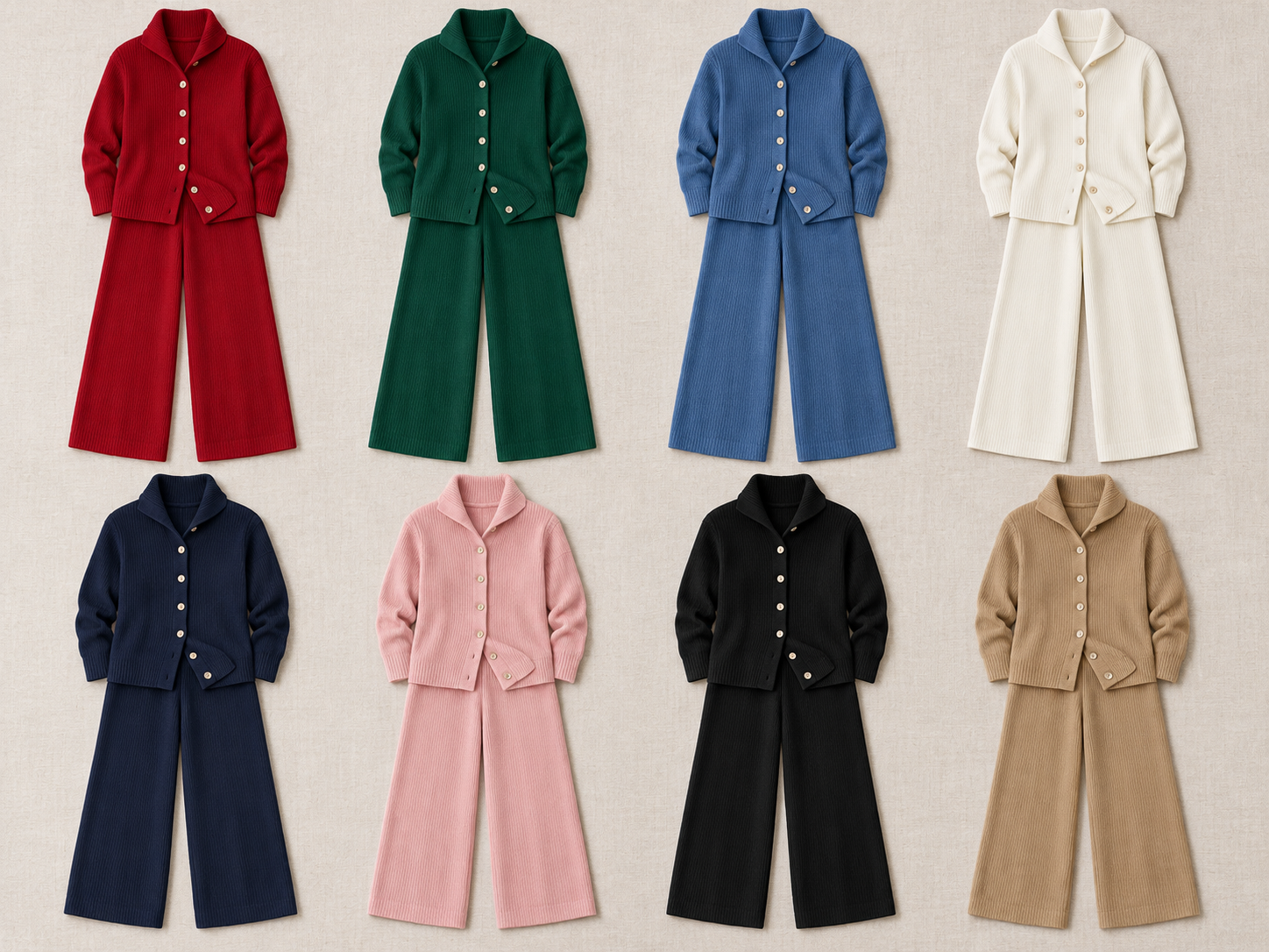 Available colors laid flat at a consistent angle