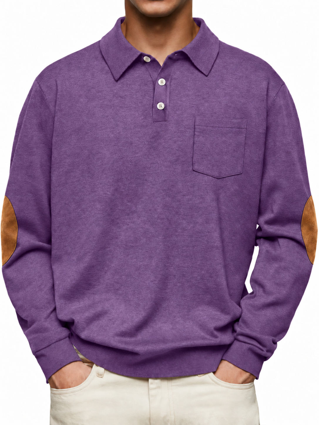 Purple original pocket polo with elbow patches