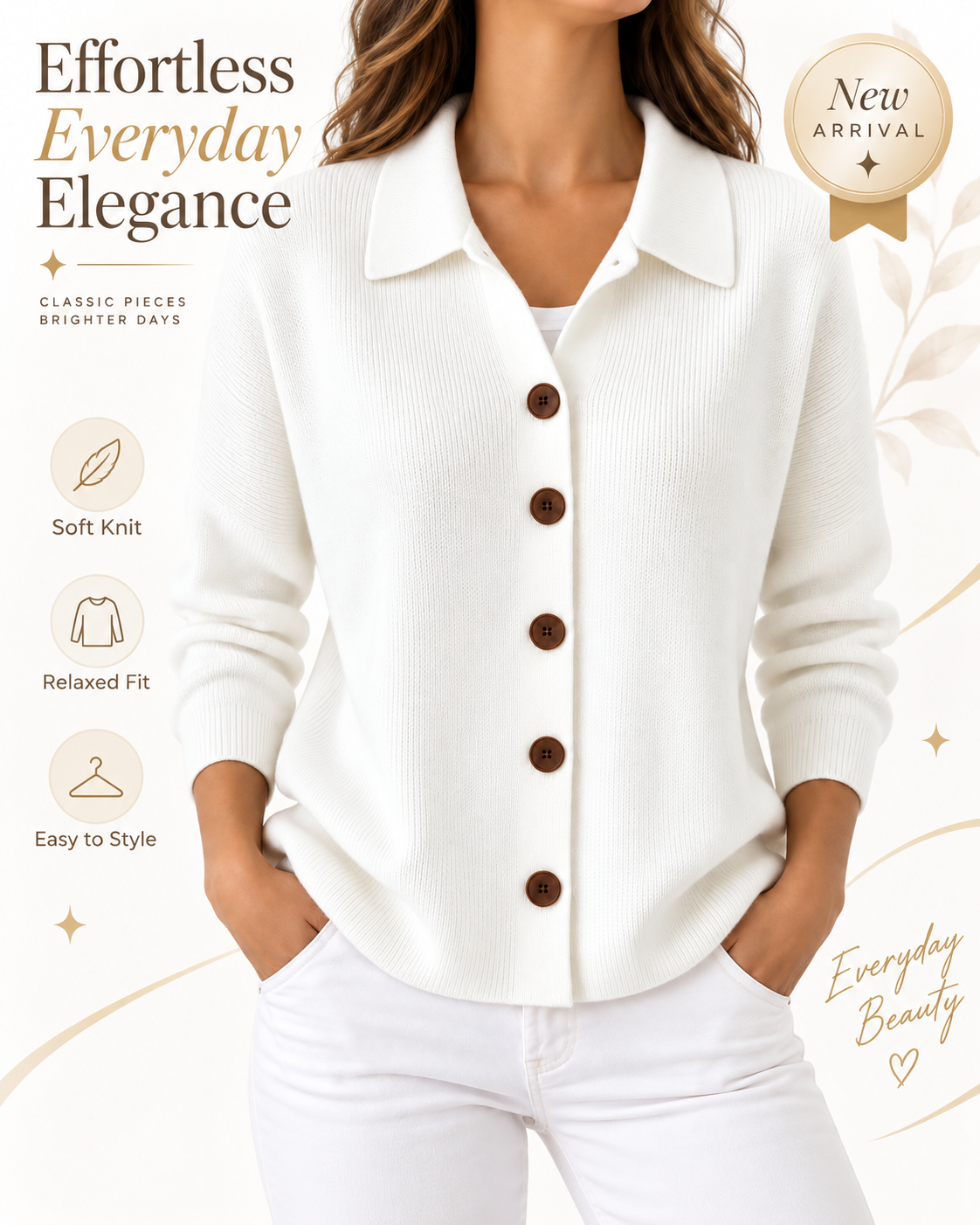 Clearance Sale🔥Women Cotton Plain Long Sleeve Comfy Casual Cardigan
