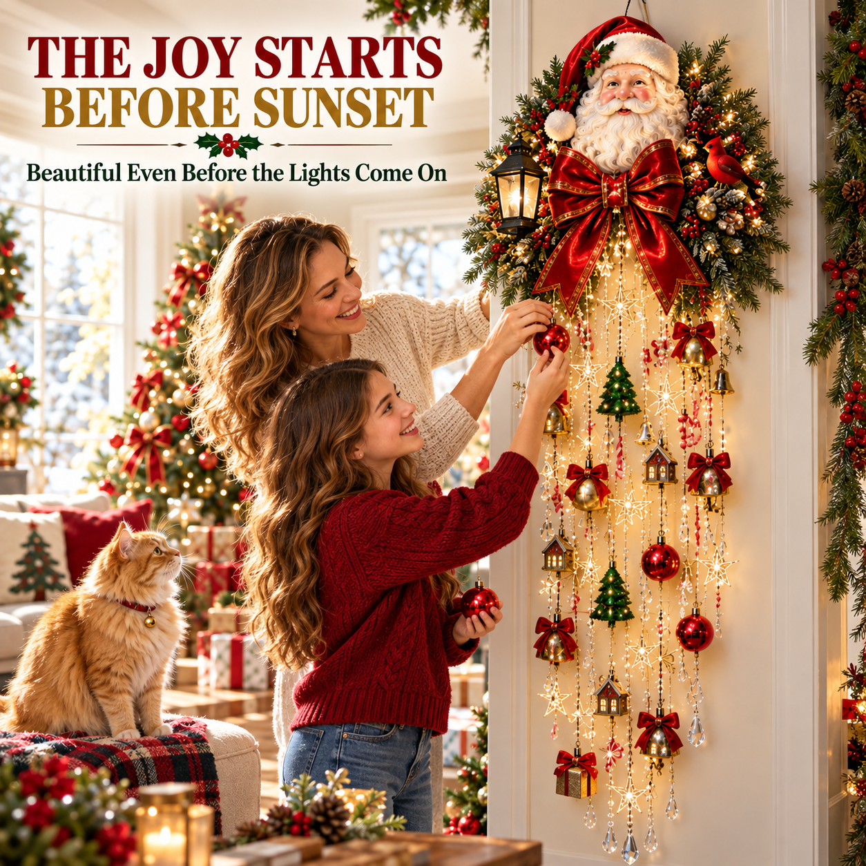 Three simple steps for installing the Santa Christmas wall decoration