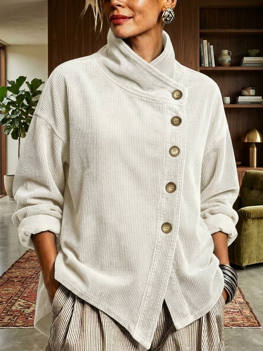 Asymmetric Button-Neck Top &mdash; original product image