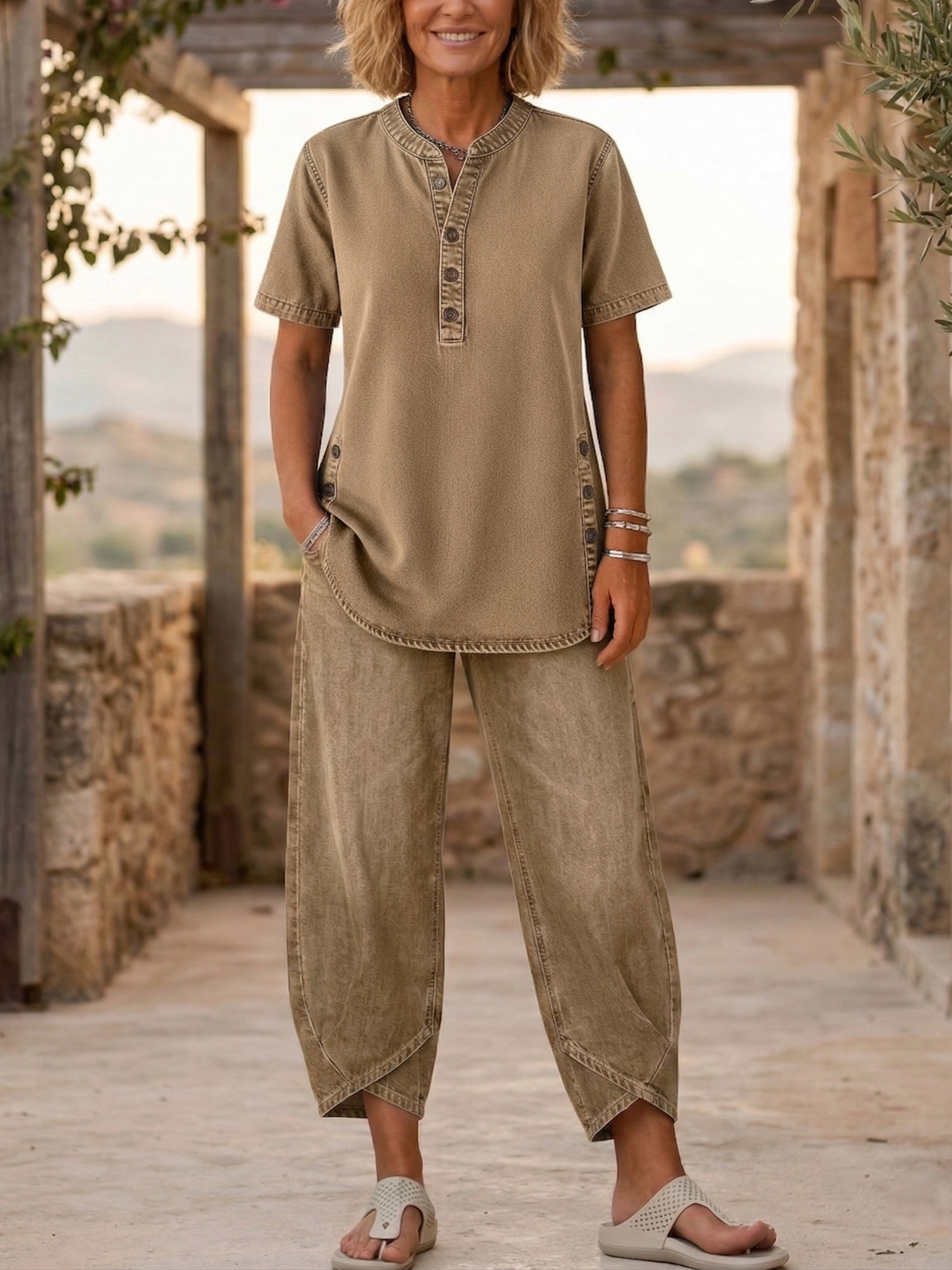 Women‘s Short-sleeve denim Two-piece set