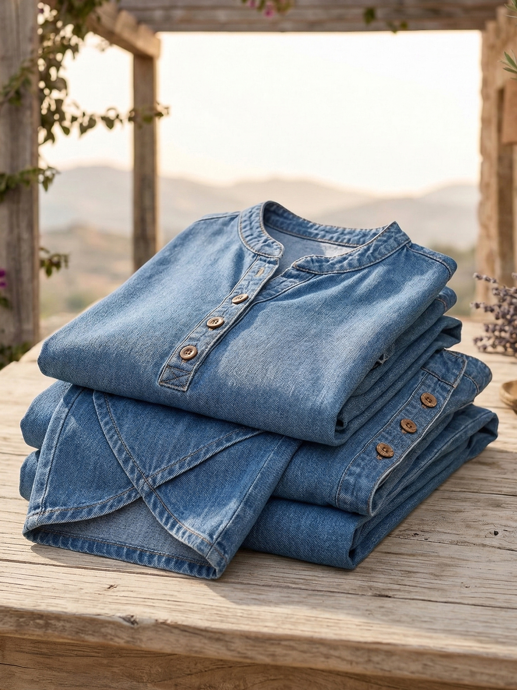 Women‘s Short-sleeve denim Two-piece set