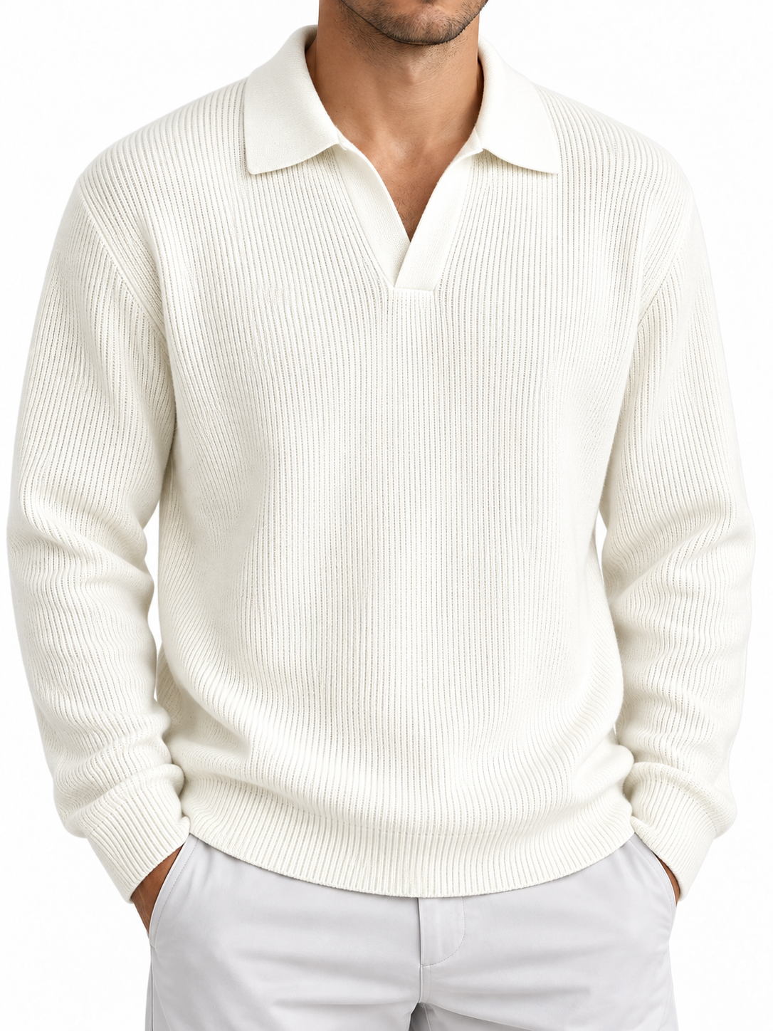 Men's Crewneck Knit Sweater – Long Sleeve Solid Color Pullover for Fall Winter & Everyday Wear