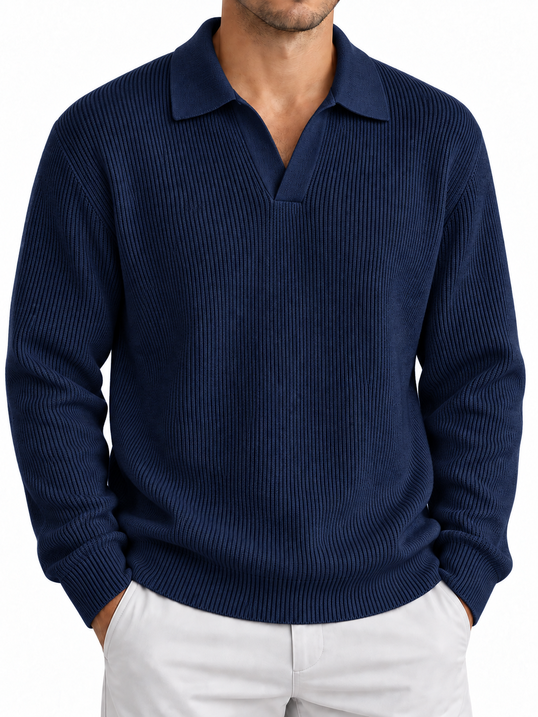 Men's Crewneck Knit Sweater – Long Sleeve Solid Color Pullover for Fall Winter & Everyday Wear
