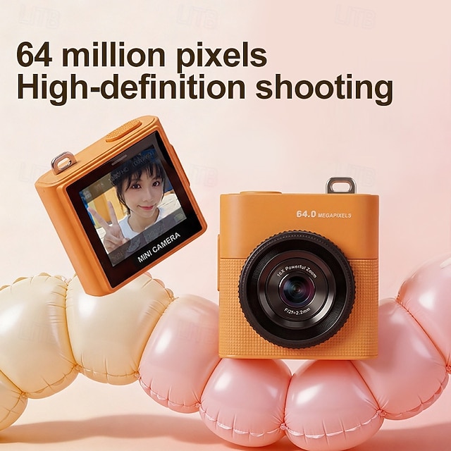64MP Mini Keychain Digital Camera | 16X Zoom Palm-Sized Travel Camera for Landscape Photography