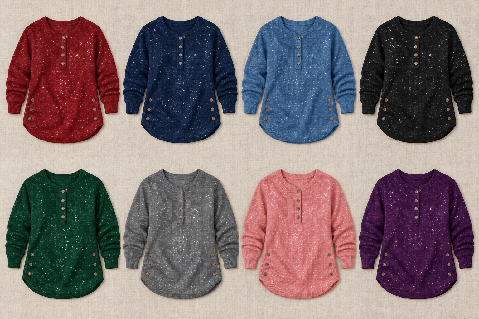 Consistent front-view comparison of Red, Navy, Blue, Black, Green, Gray, Pink, Purple