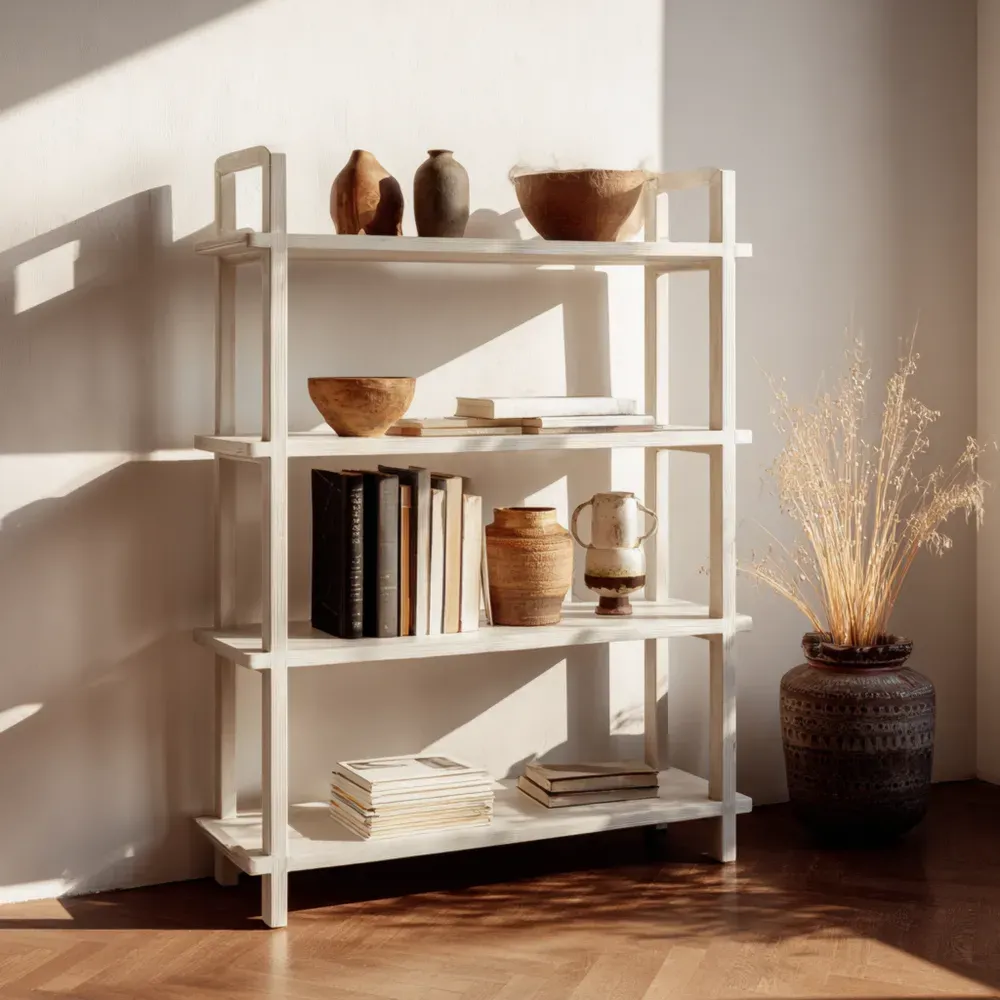 Estantería de Madera Blanca 85x30x120 cm – Estilo Minimalista