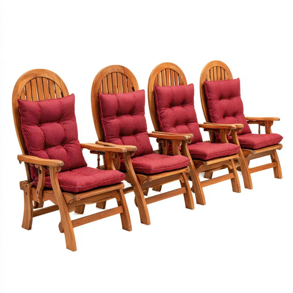 Conjunto de Sillas de Jardín 60x65x120 cm Madera - Rojo - Diseño Clásico