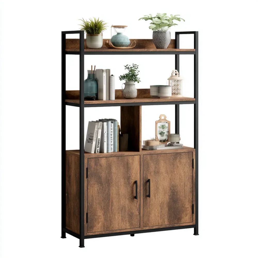 Estantería de Almacenamiento Madera y Metal 80x30x150 cm - Marrón - Diseño Industrial