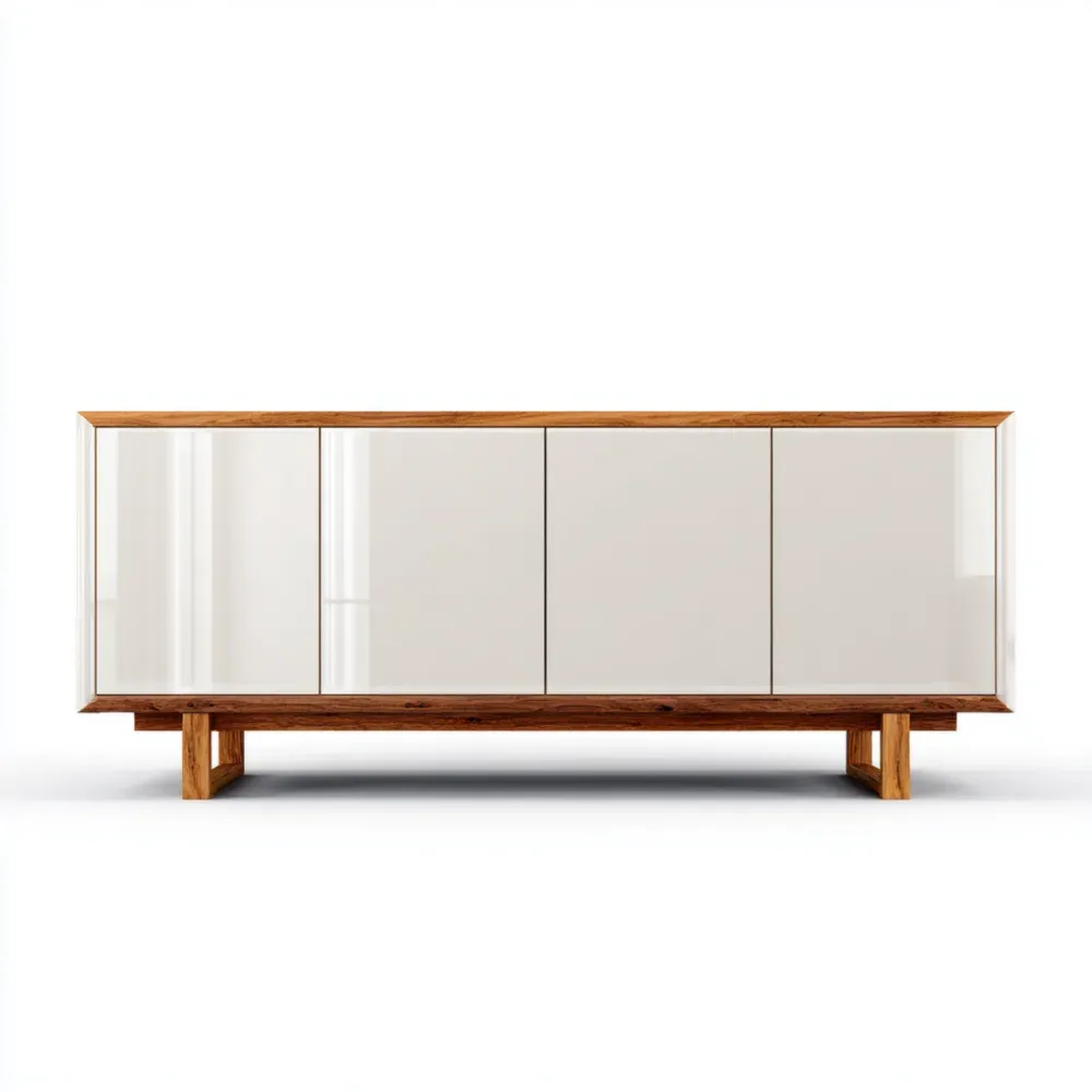 Aparador de Madera y MDF 180x45x75 cm - Blanco Natural - Diseño Contemporáneo