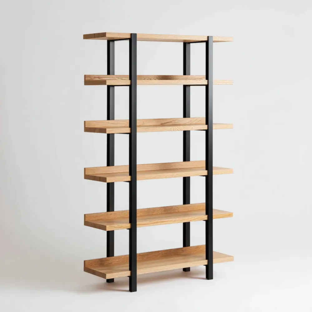 Estantería Metálica de Madera de Roble 180x90x35 cm – Diseño Industrial