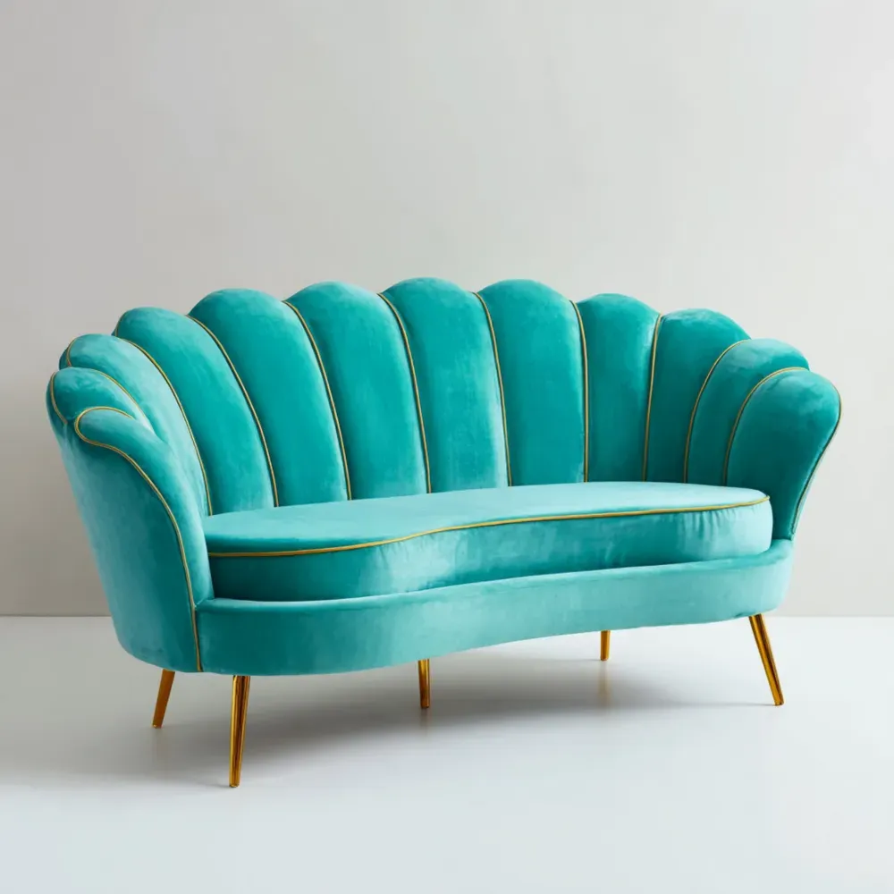 Sofá de terciopelo 180x85x75 cm – Azul Turquesa – Diseño contemporáneo