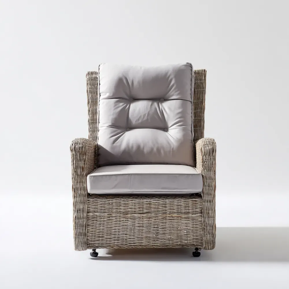 Sillón de mimbre para exterior 75x80x85 cm – Beige – Diseño Moderno