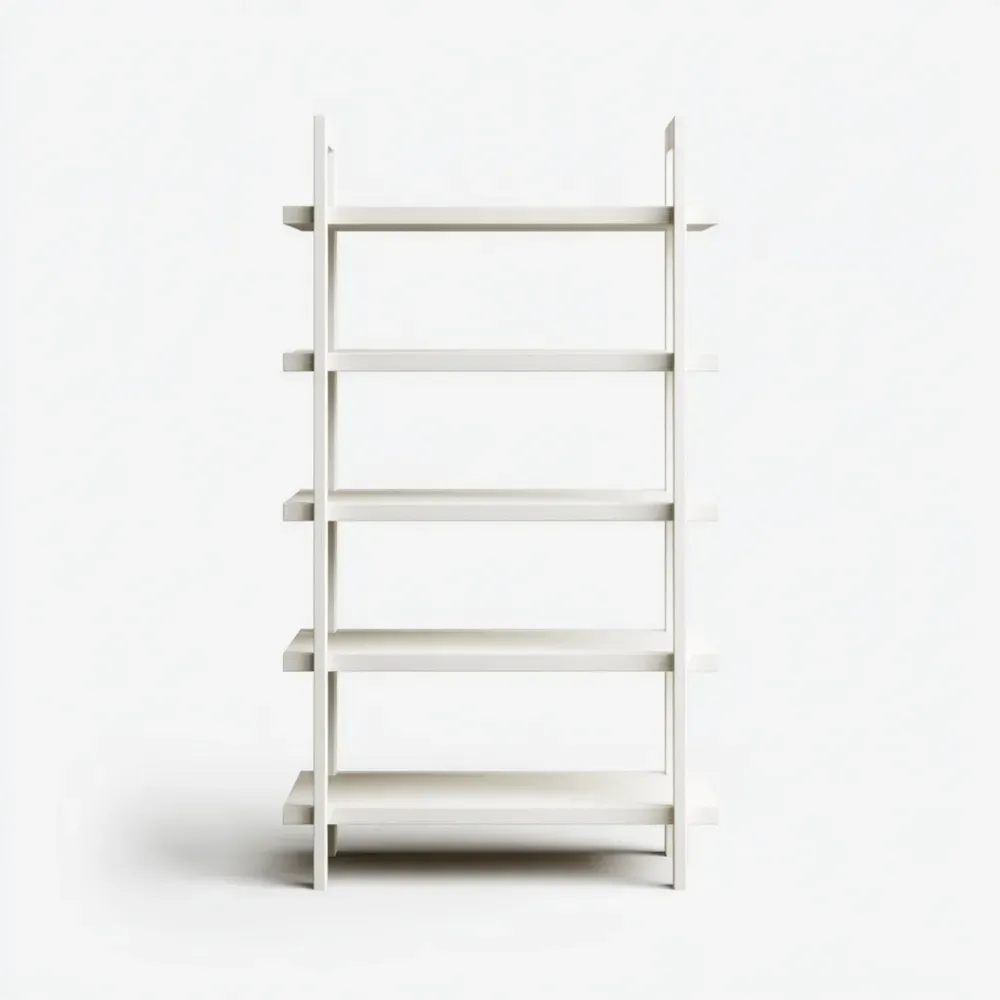 Estantería de madera 5 niveles 180x75x30 cm – Blanco – Diseño minimalista