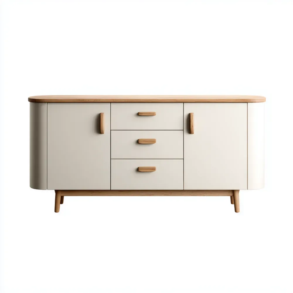 Aparador de Madera y MDF 150x40x80 cm - Crema - Diseño Contemporáneo