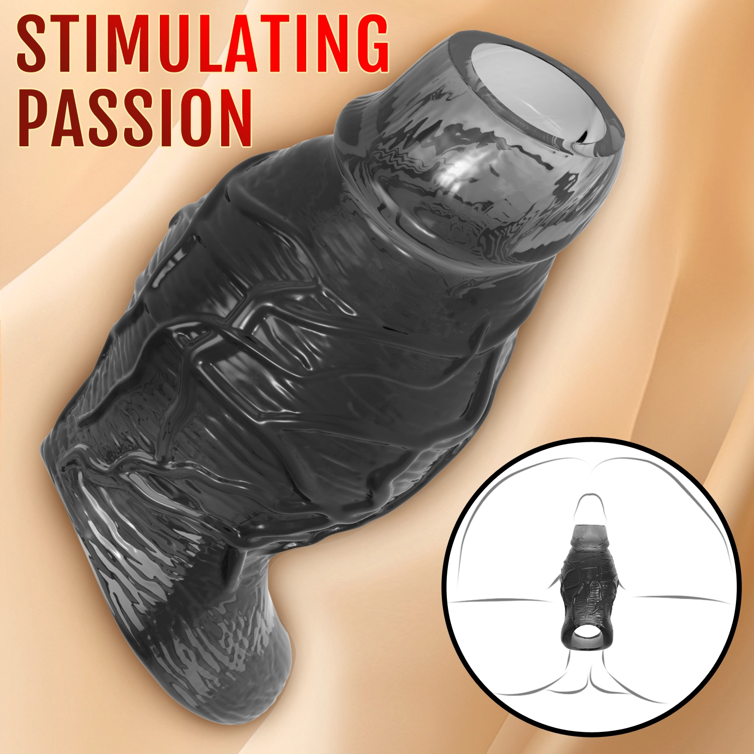 5.62" x 2.55" Transparent Penis Sleeve with Exposed Glans (Thickening)