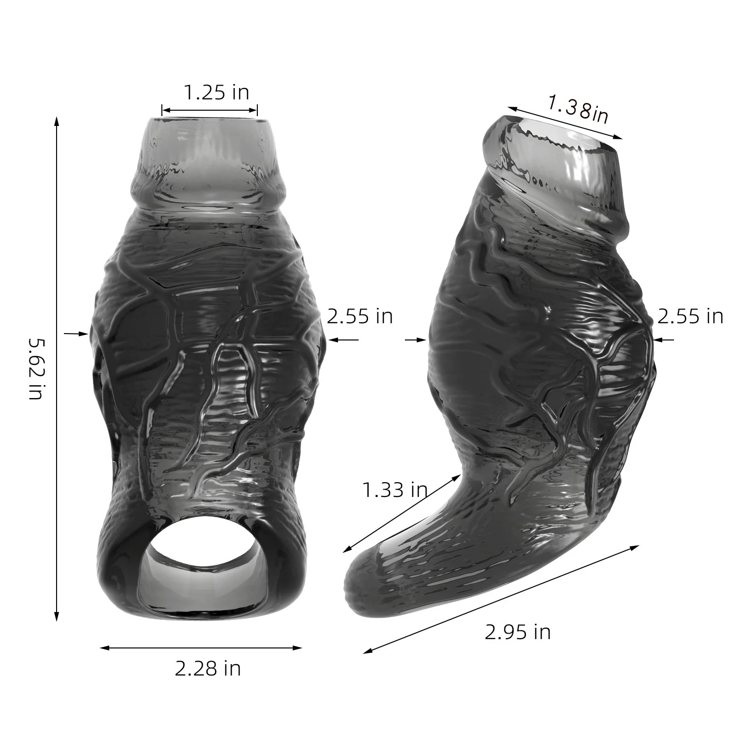 5.62" x 2.55" Transparent Penis Sleeve with Exposed Glans (Thickening)