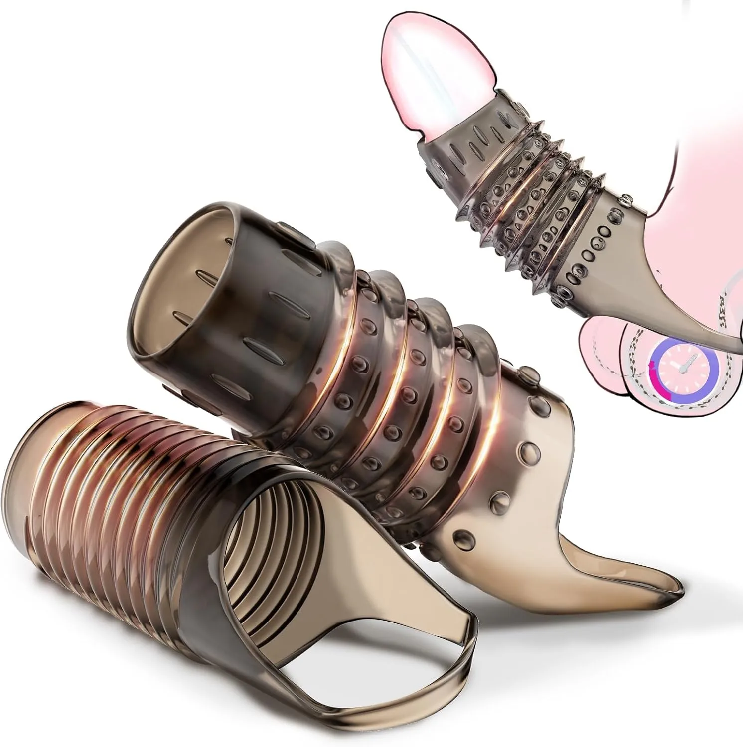 4.5" x 1.4" Transparent TPE Open-Tip Cock Ring — 2-Pack