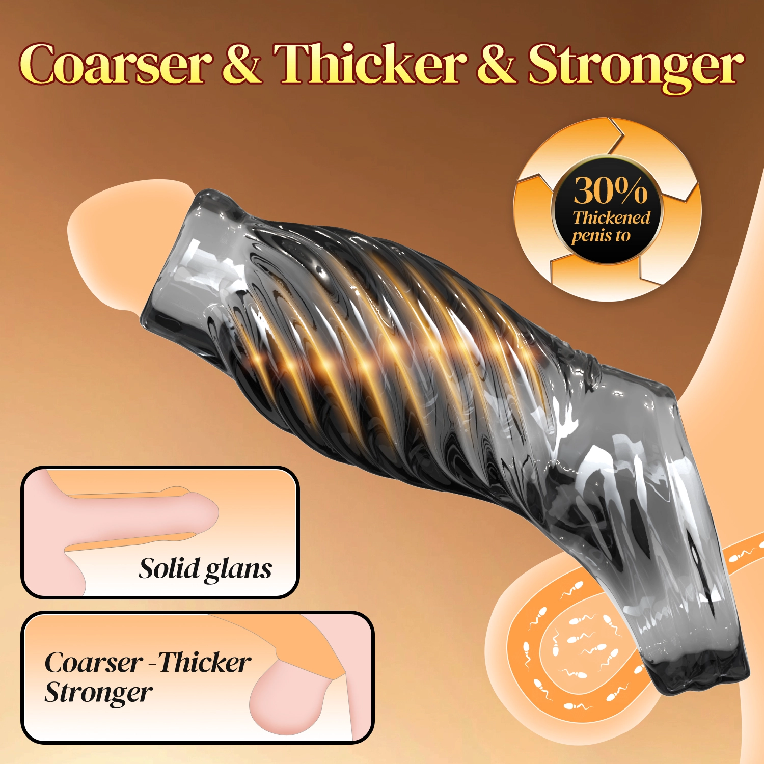6.12" x 1" Transparent Penis Delay Sleeve with Exposed Tip and Threaded Texture
