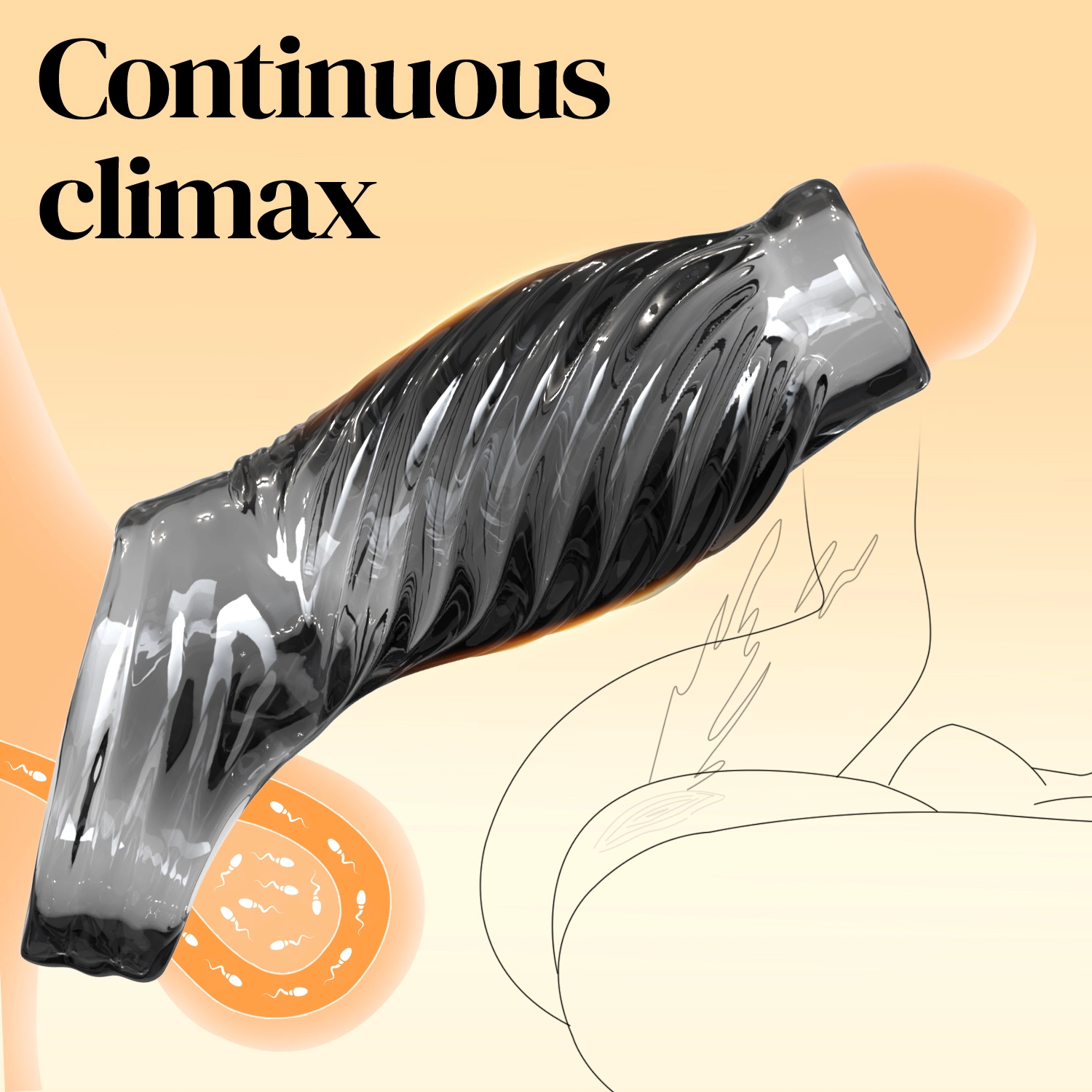 6.12" x 1" Transparent Penis Delay Sleeve with Exposed Tip and Threaded Texture