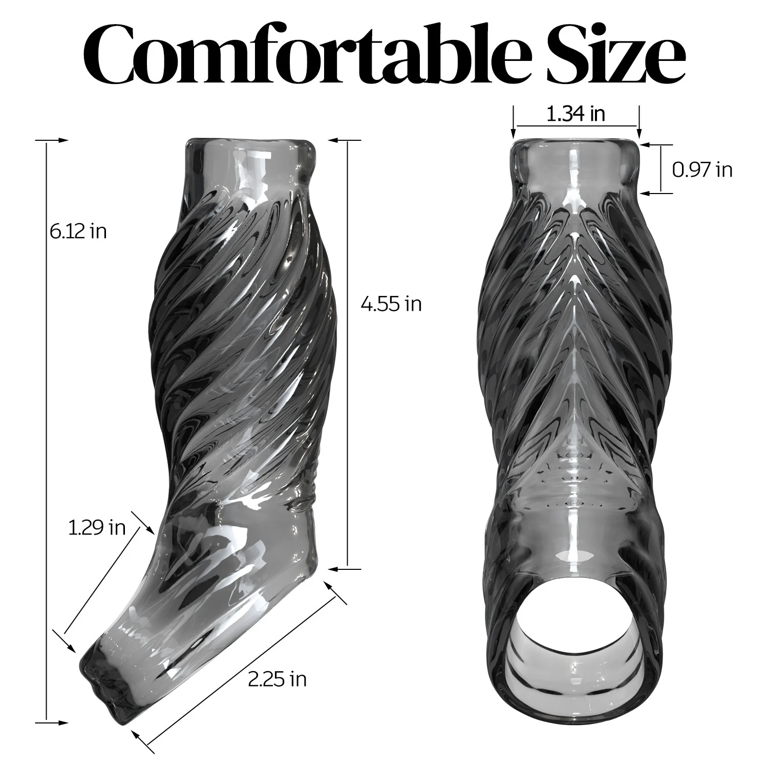 6.12" x 1" Transparent Penis Delay Sleeve with Exposed Tip and Threaded Texture