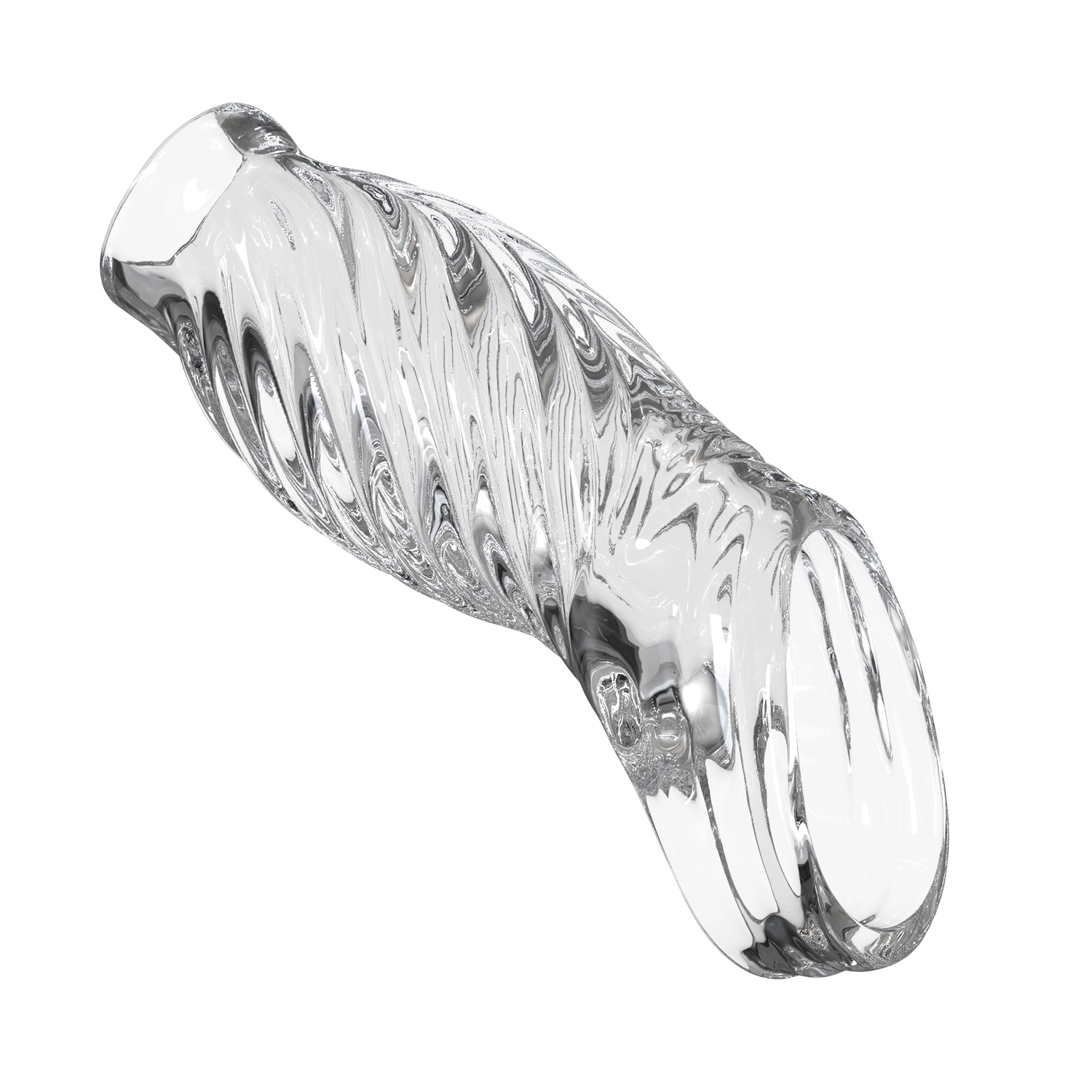 6.12" x 1" Transparent Penis Delay Sleeve with Exposed Tip and Threaded Texture