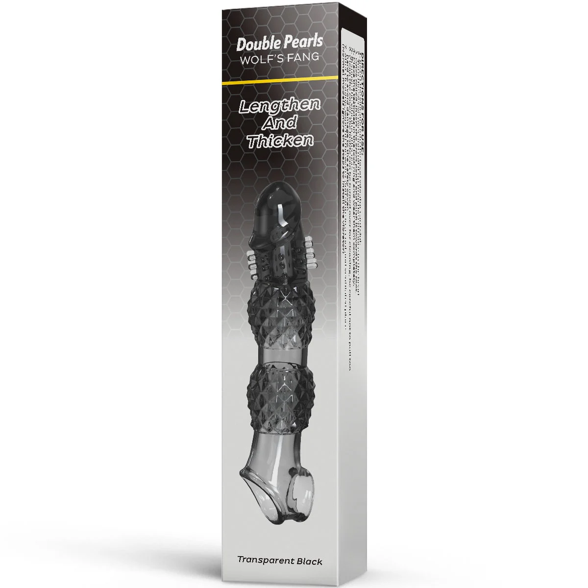 9.21" x 1.99" Transparent, Ribbed Crystal-Realistic Penis Extension Sleeve (with Vibration)