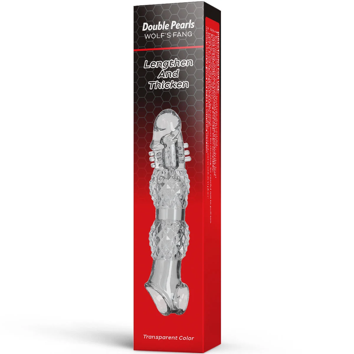 9.21" x 1.99" Transparent, Ribbed Crystal-Realistic Penis Extension Sleeve (with Vibration)
