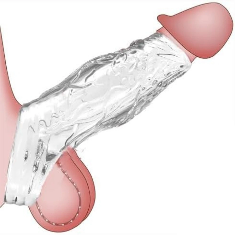 4.53 x 1.18-inch Transparent Cock Sleeve for Glans Thickening and Enlargement