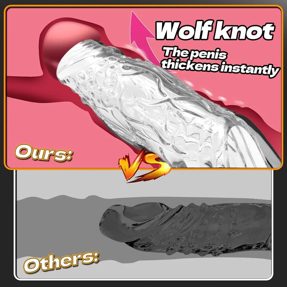 4.53 x 1.18-inch Transparent Cock Sleeve for Glans Thickening and Enlargement