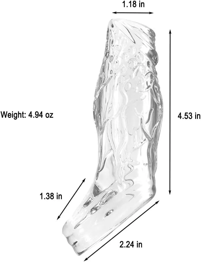 4.53 x 1.18-inch Transparent Cock Sleeve for Glans Thickening and Enlargement