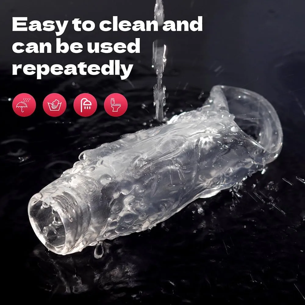 4.53 x 1.18-inch Transparent Cock Sleeve for Glans Thickening and Enlargement