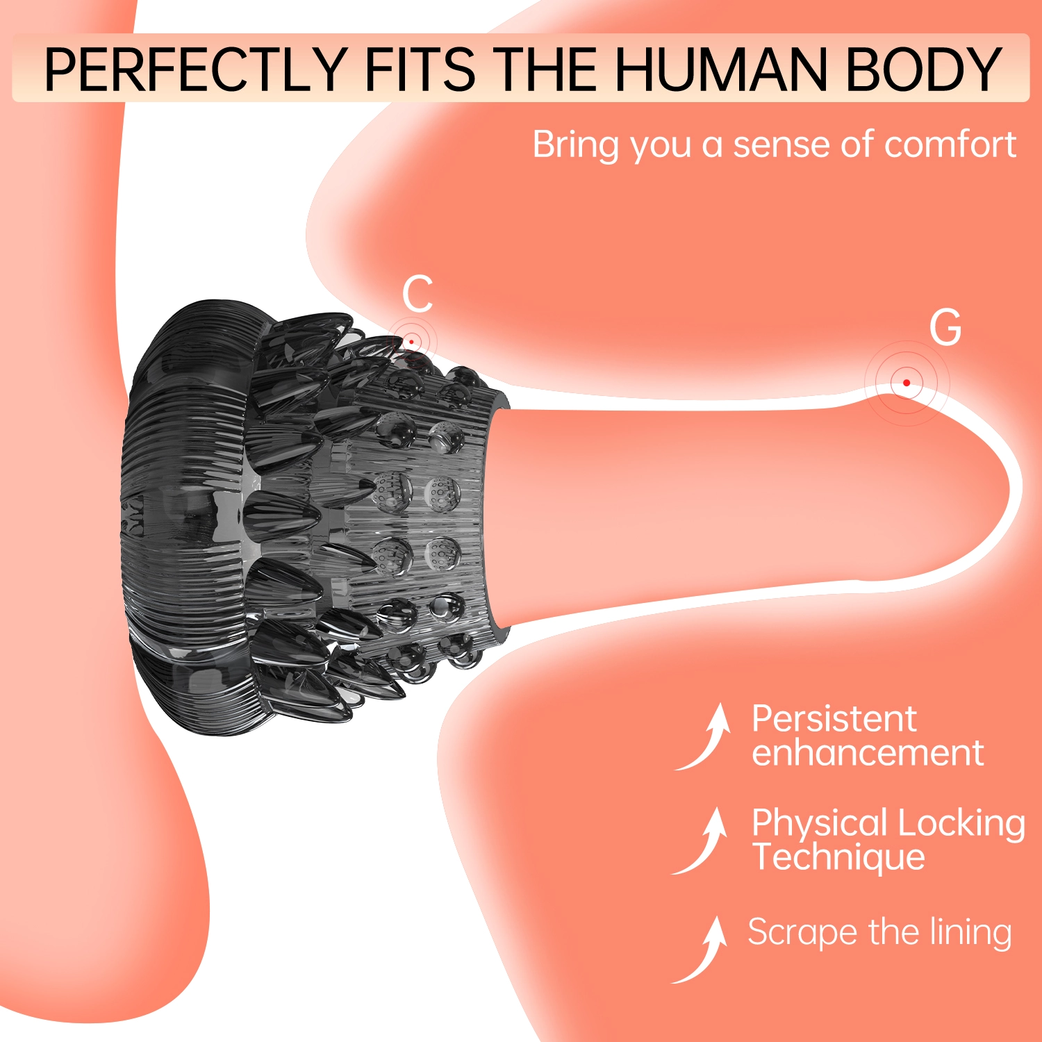1.96" x 1.18" Transparent Delay Penis Sleeve — Pagoda-Shaped Testicle & Sperm-Locking Ring