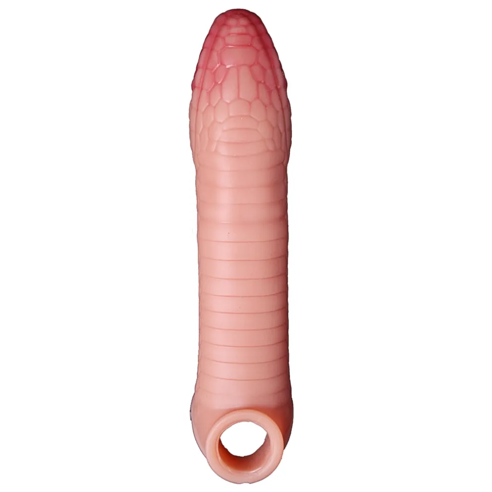 8.46 x 1.69-Inch Silicone Snake-Shaped Penis Sleeve Extender