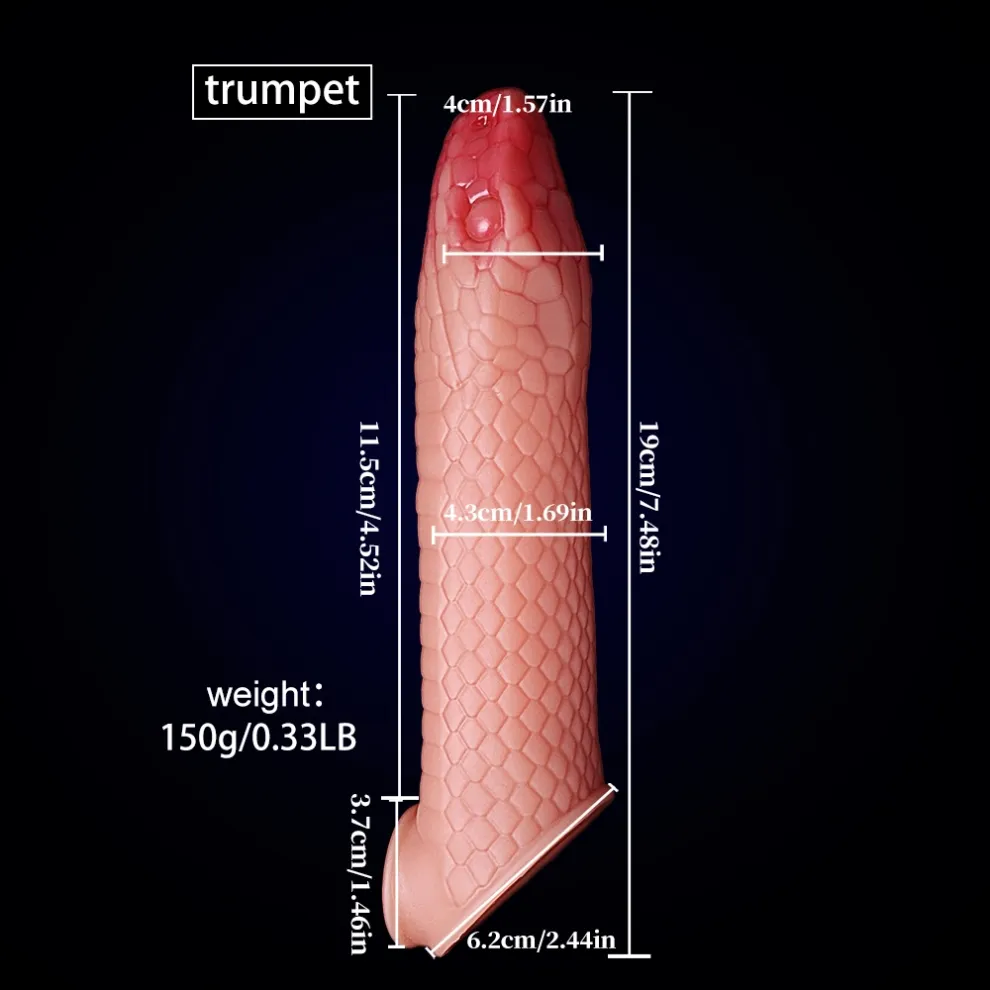 8.46 x 1.69-Inch Silicone Snake-Shaped Penis Sleeve Extender