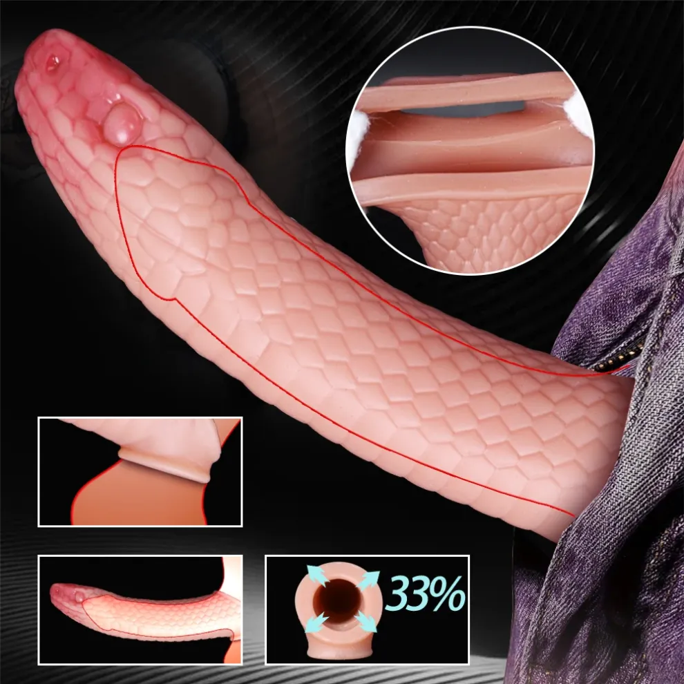 8.46 x 1.69-Inch Silicone Snake-Shaped Penis Sleeve Extender