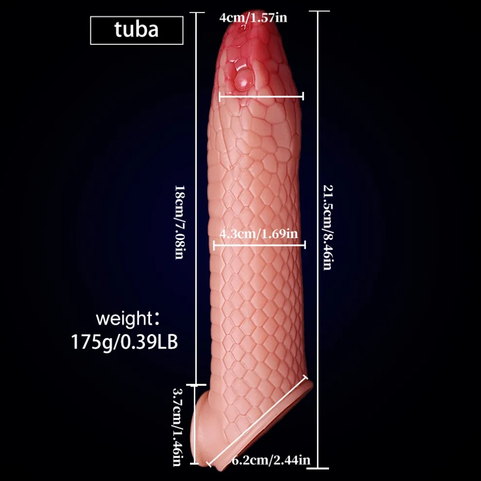 8.46 x 1.69-Inch Silicone Snake-Shaped Penis Sleeve Extender