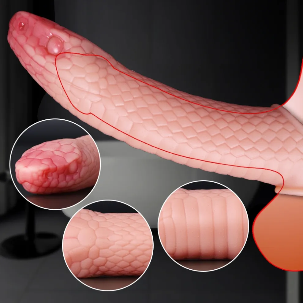 8.46 x 1.69-Inch Silicone Snake-Shaped Penis Sleeve Extender