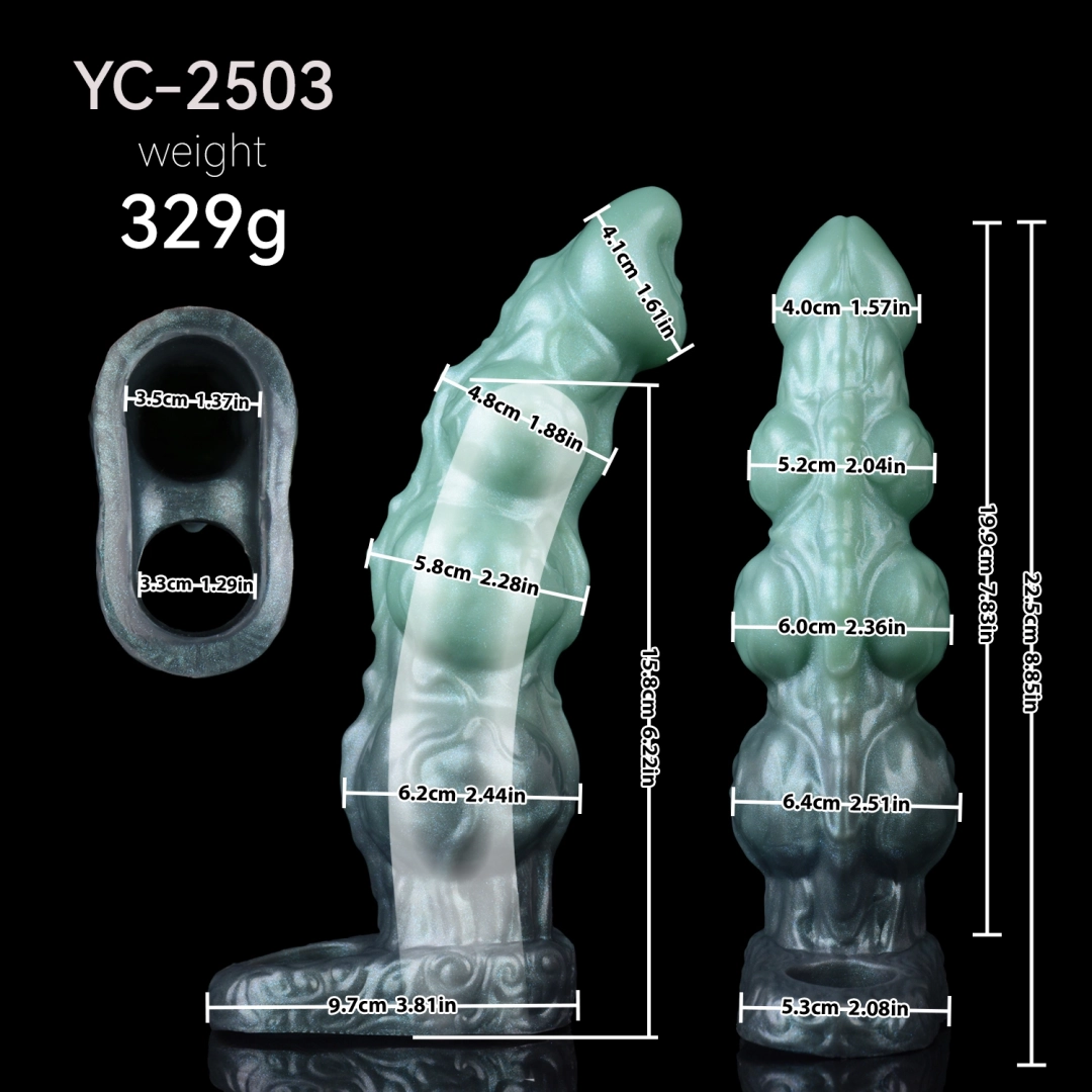 Rqi 8.85 x 2.28-inch Triple-Testicle Fantasy Penis Sleeve