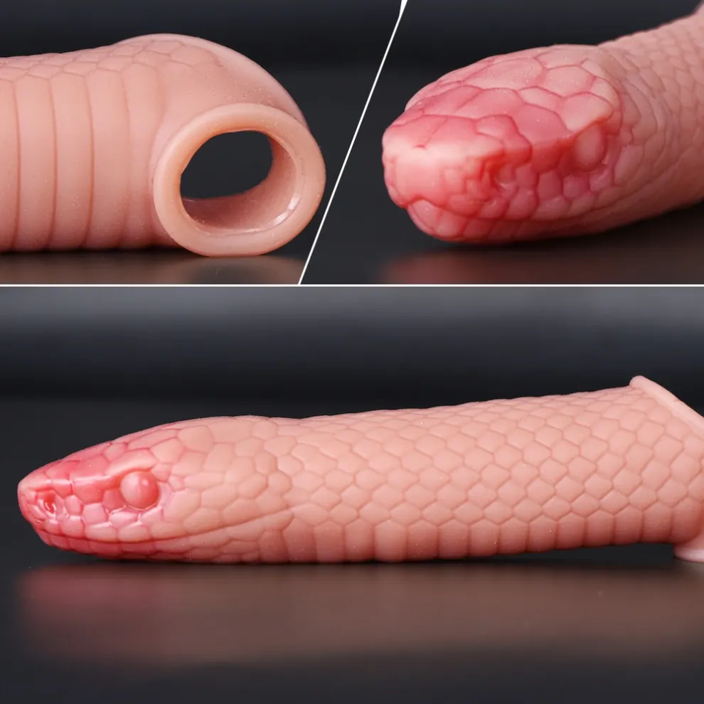 8.46 x 1.69-Inch Silicone Snake-Shaped Penis Sleeve Extender
